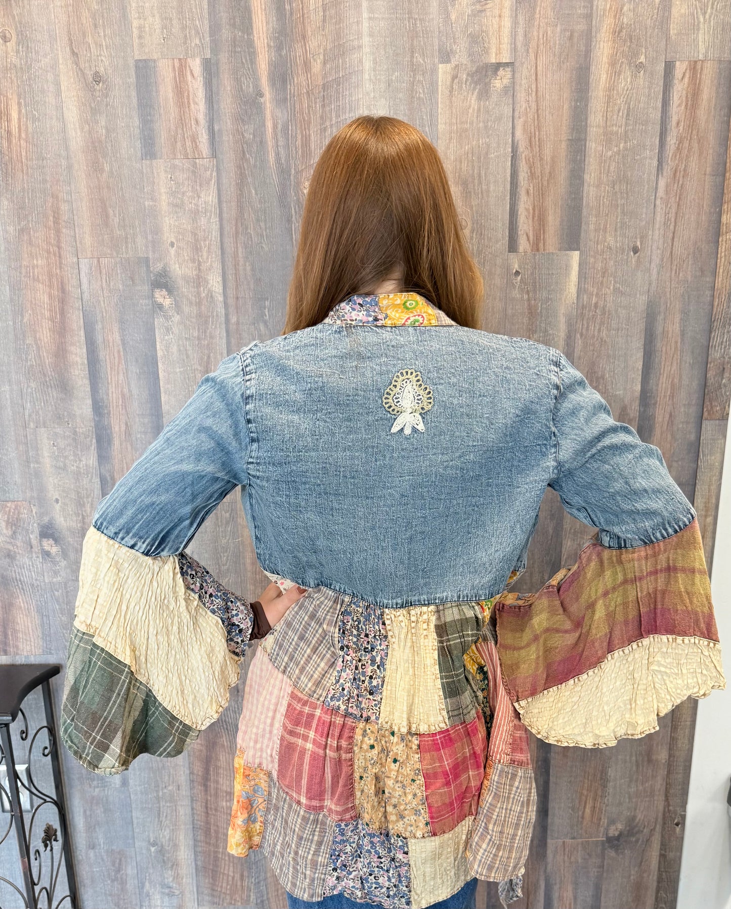 Western Boho Chic Denim Long Shrug