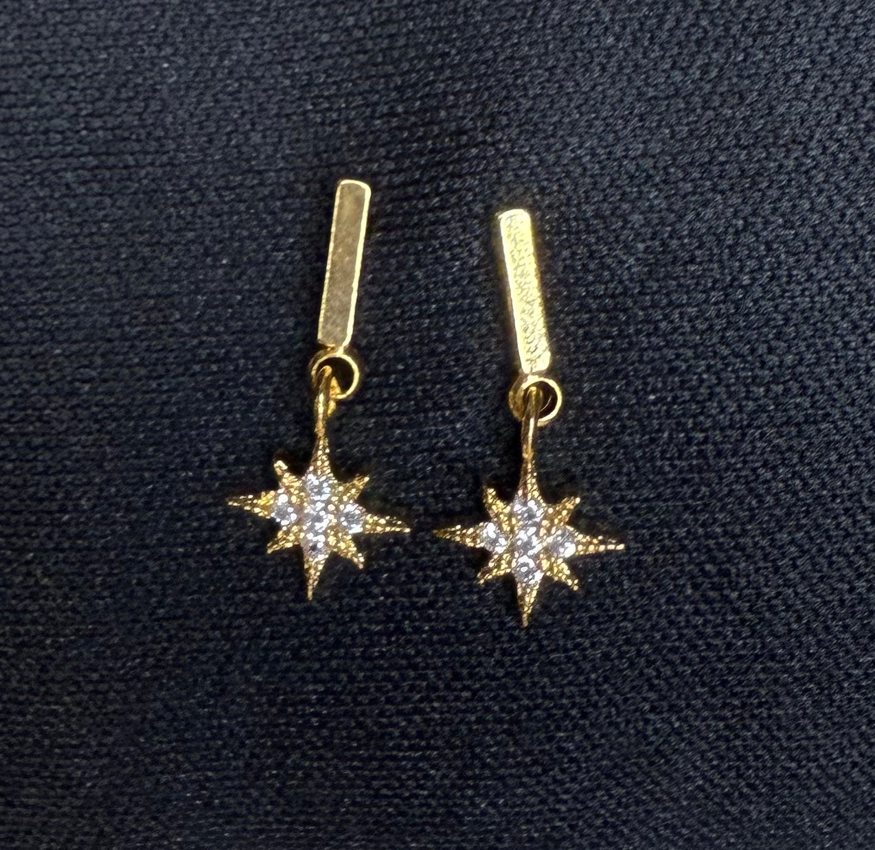 Cubic Zirconia Gold Star Stud Earring