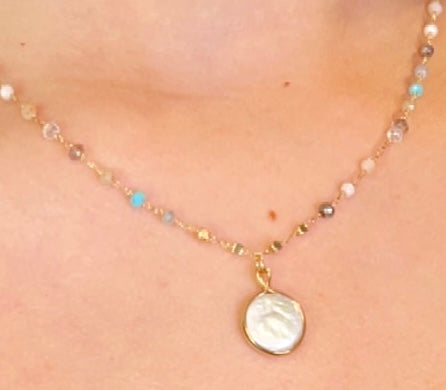 Opal Gold Beaded Necklace