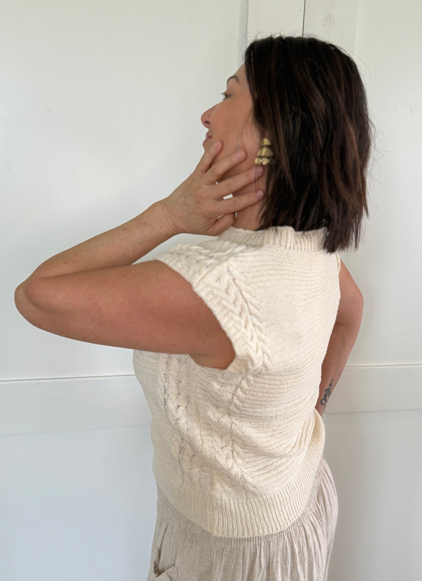 Mock Neck Cable Knit Sweater