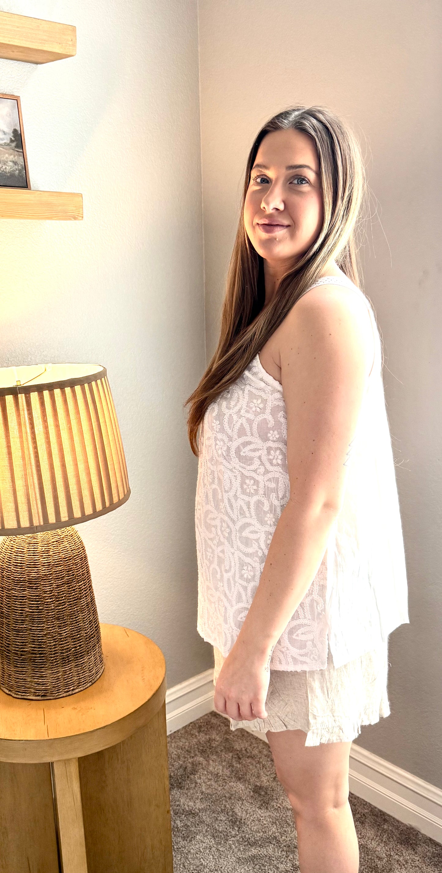 Cotton Embroidered tank Top