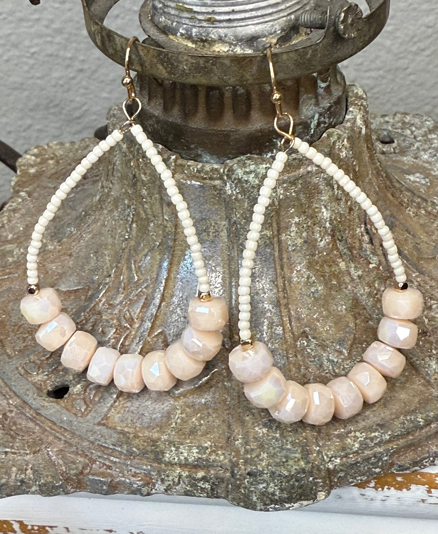 Peach Drop Beaded Earrings