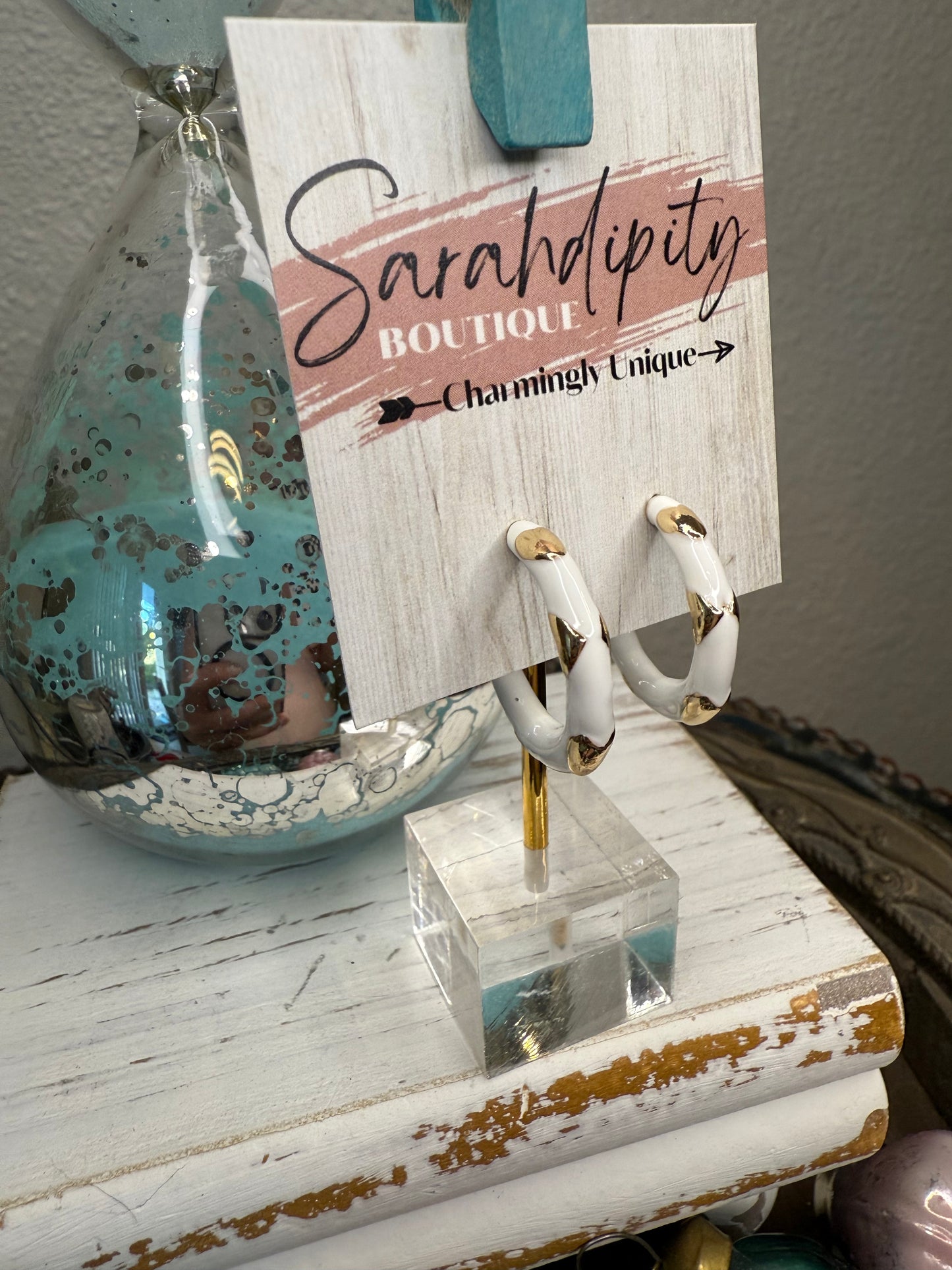 White Splash of Gold Hoop