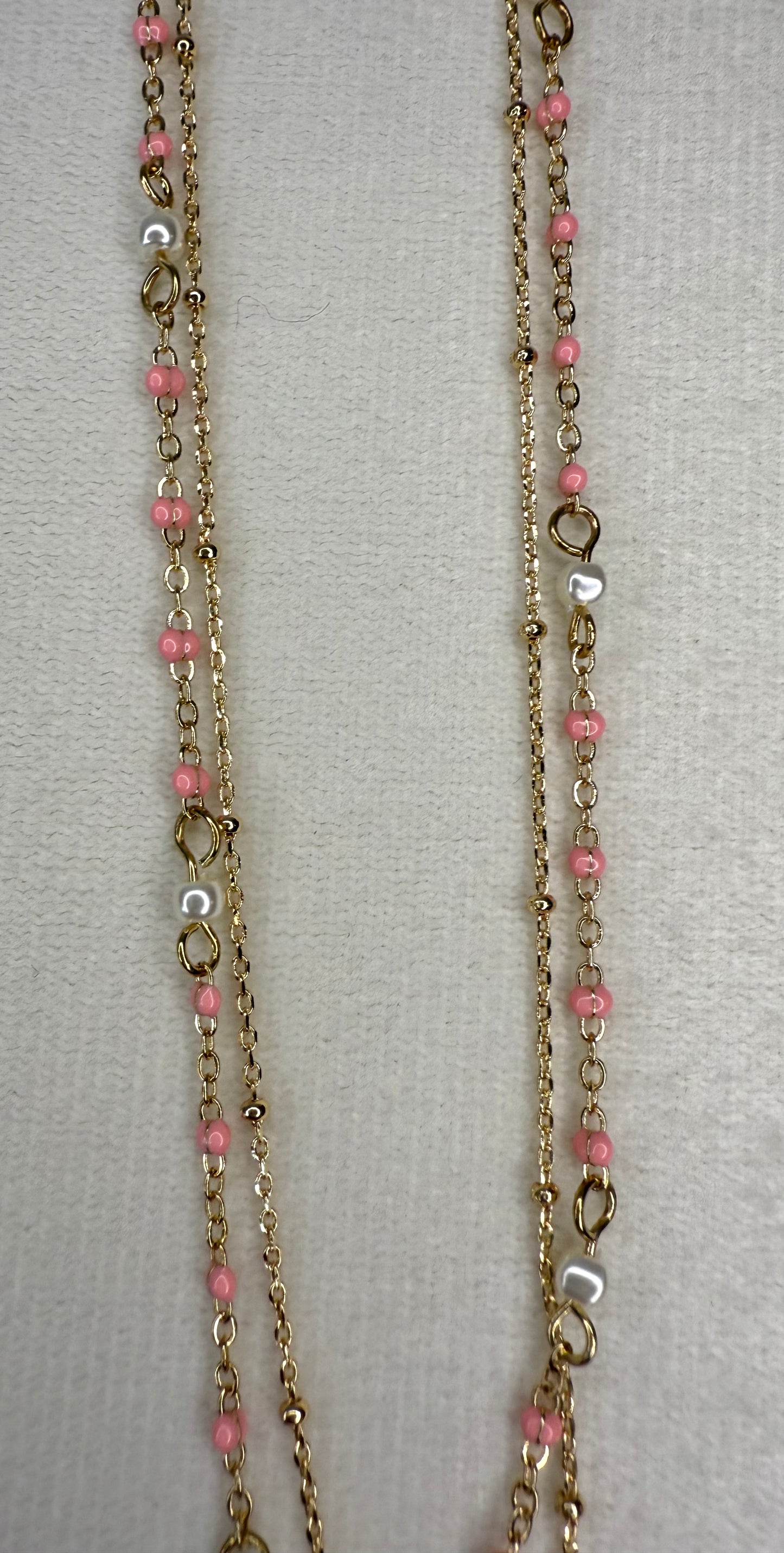 Gold Peach Beads and Pearl Necklace