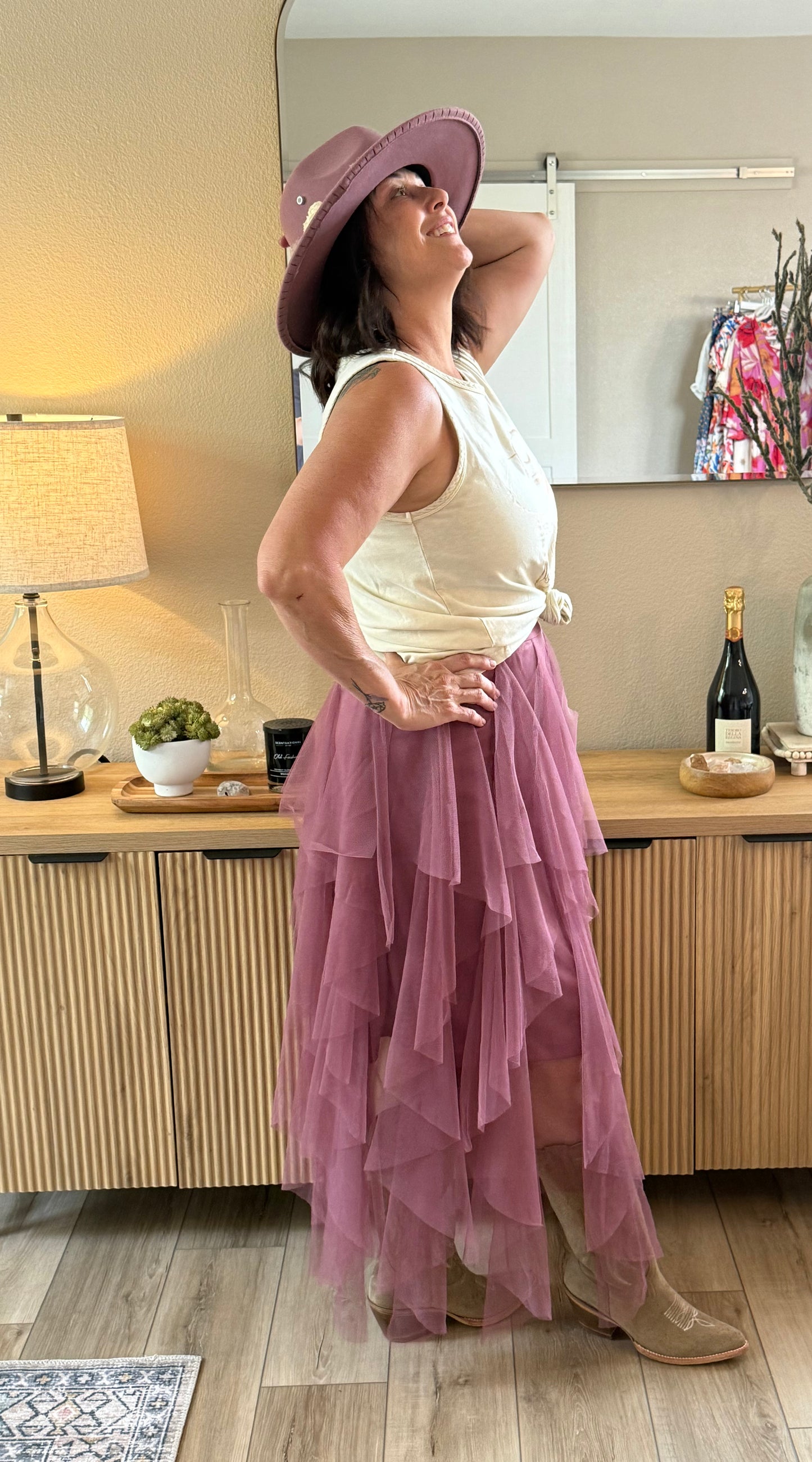 Mauve Mesh Ballerine Maxi Skirt
