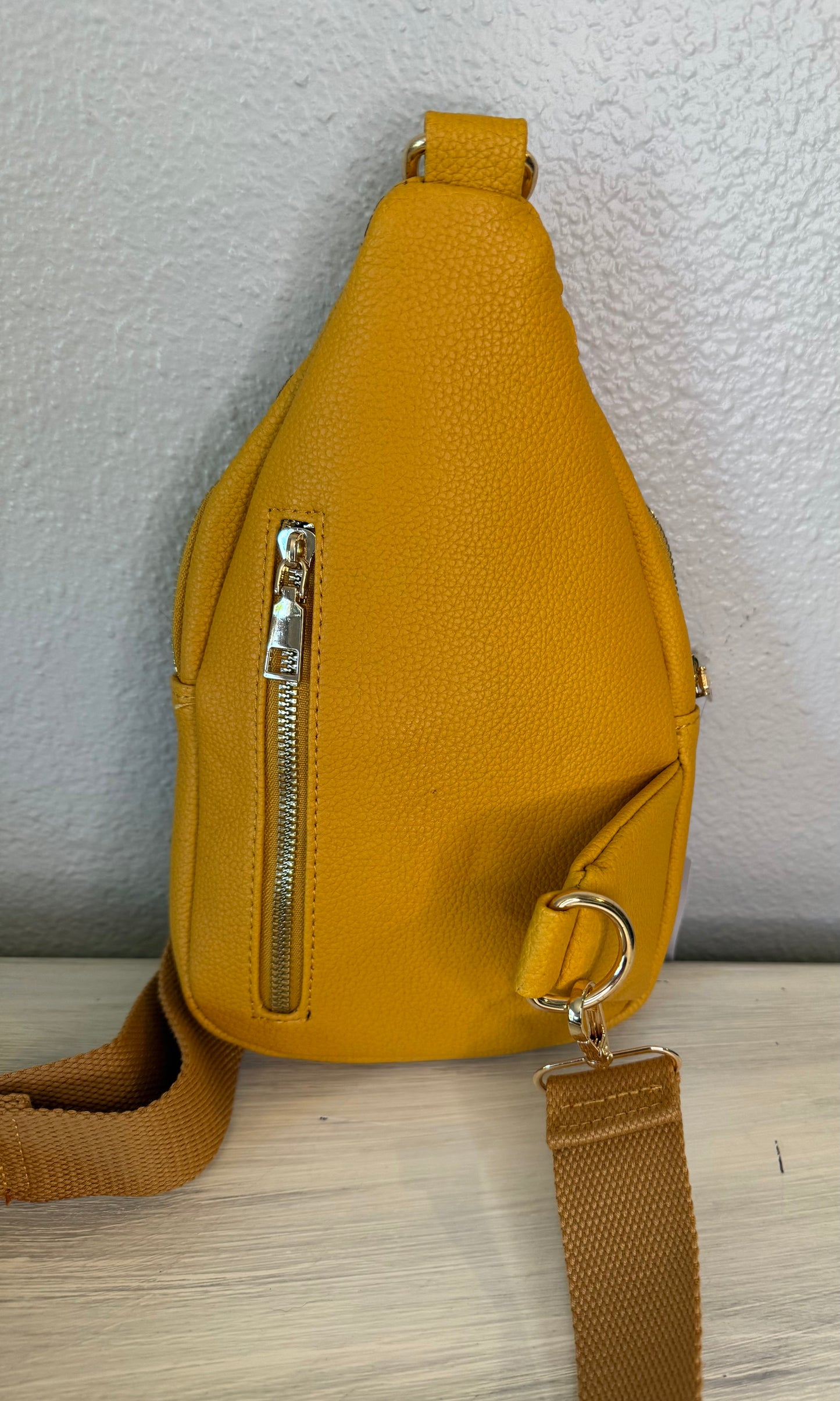 Mustard Basket Weave Crossbody Hand Bag