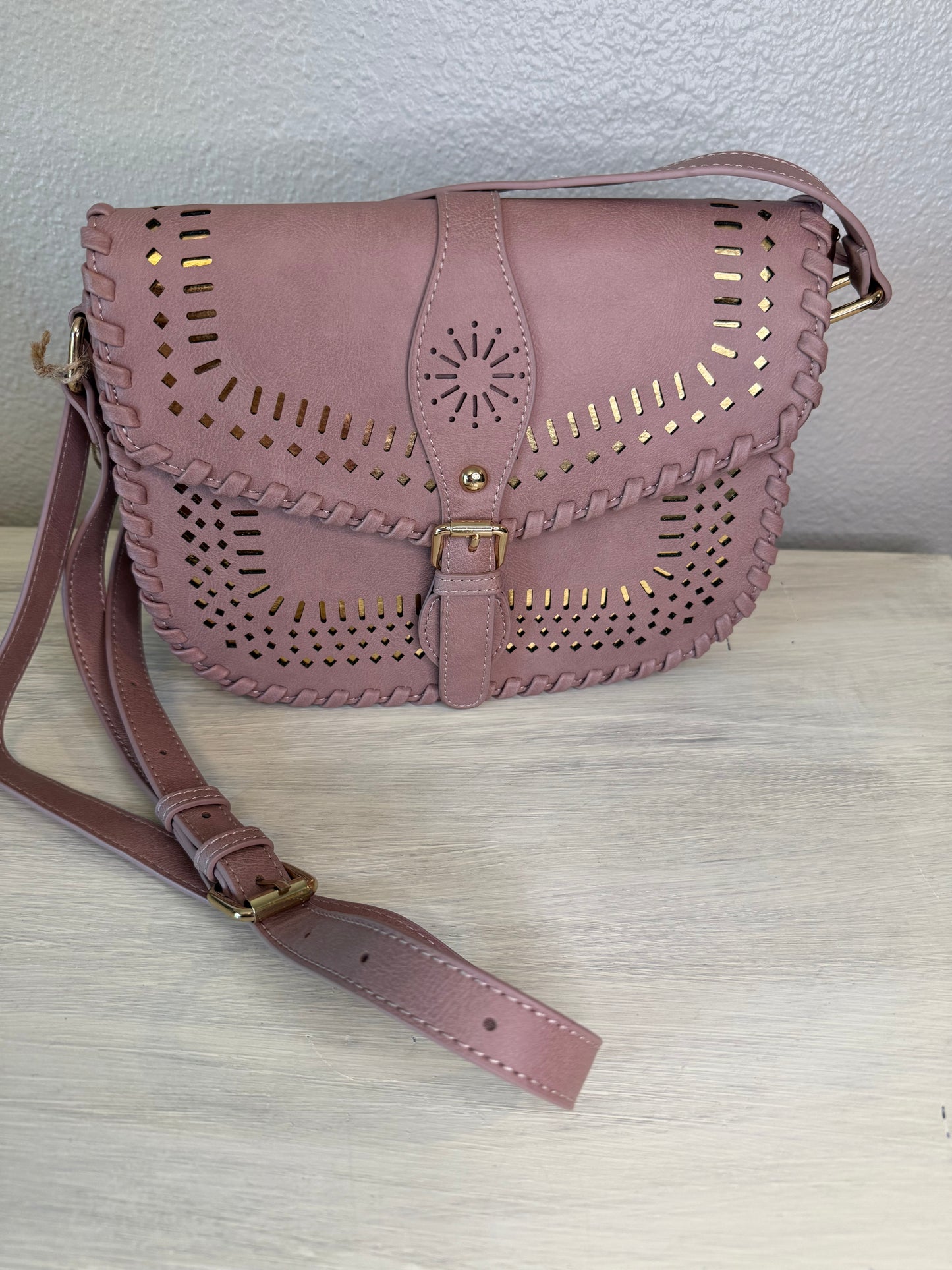 Blush with Gold Accent Crossbody Purse