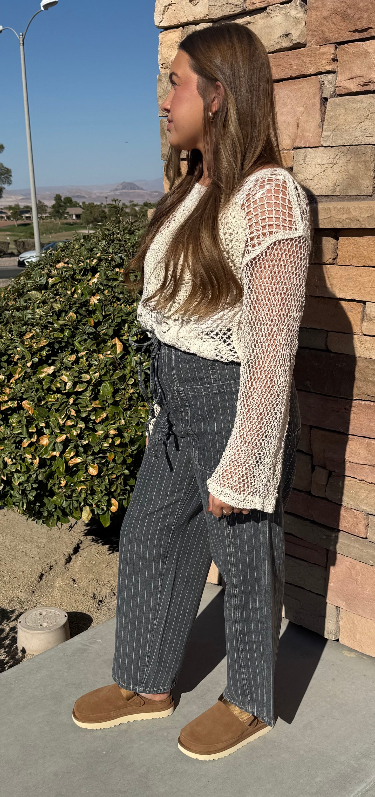 Pinstripe utility wide-Leg Pant