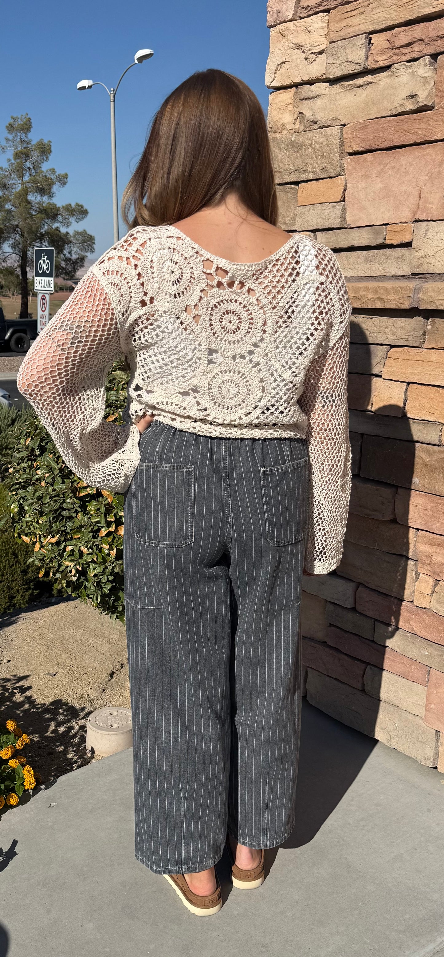 Pinstripe utility wide-Leg Pant