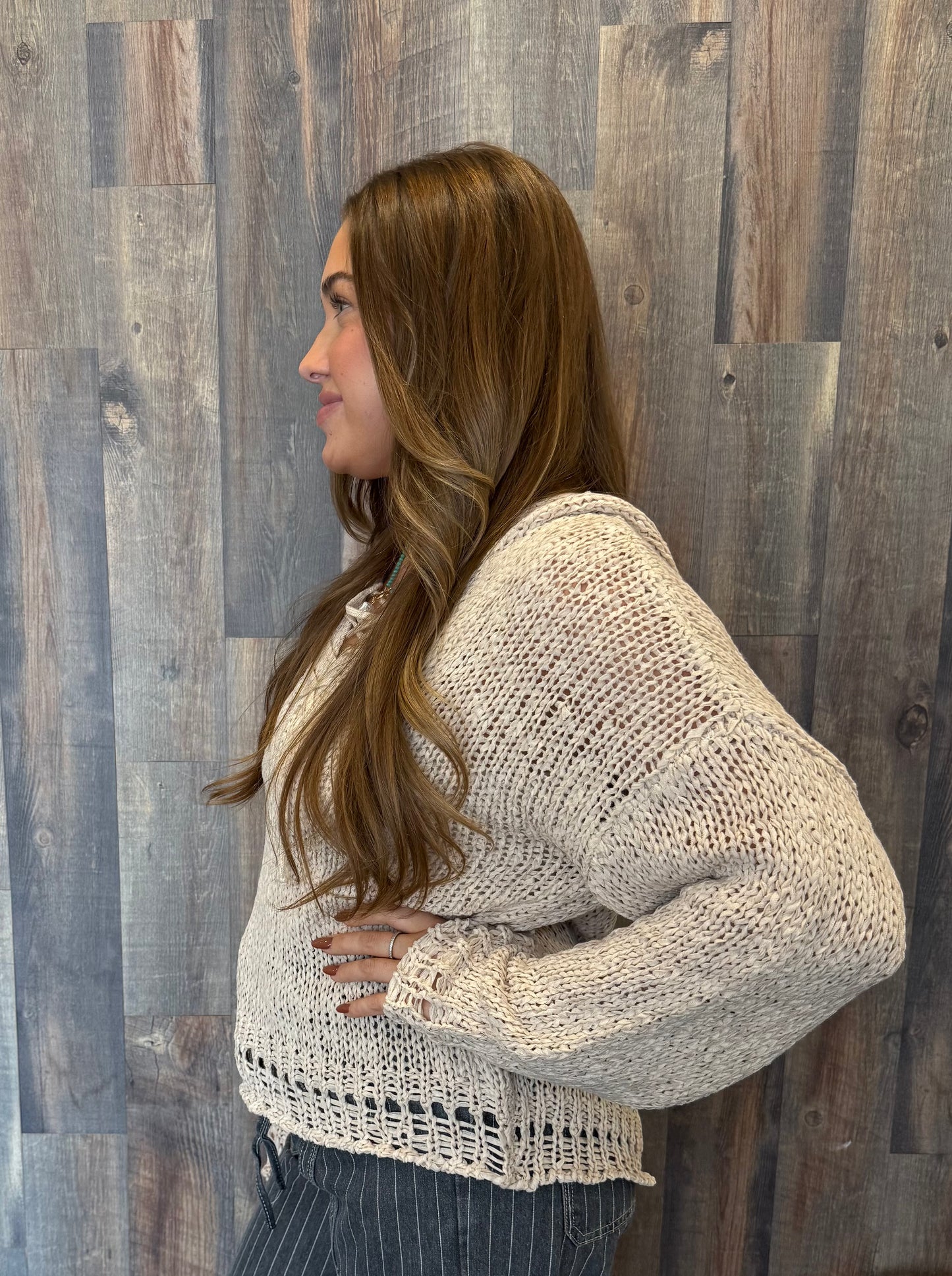 Oversized Knit Sweater Hoodie Top