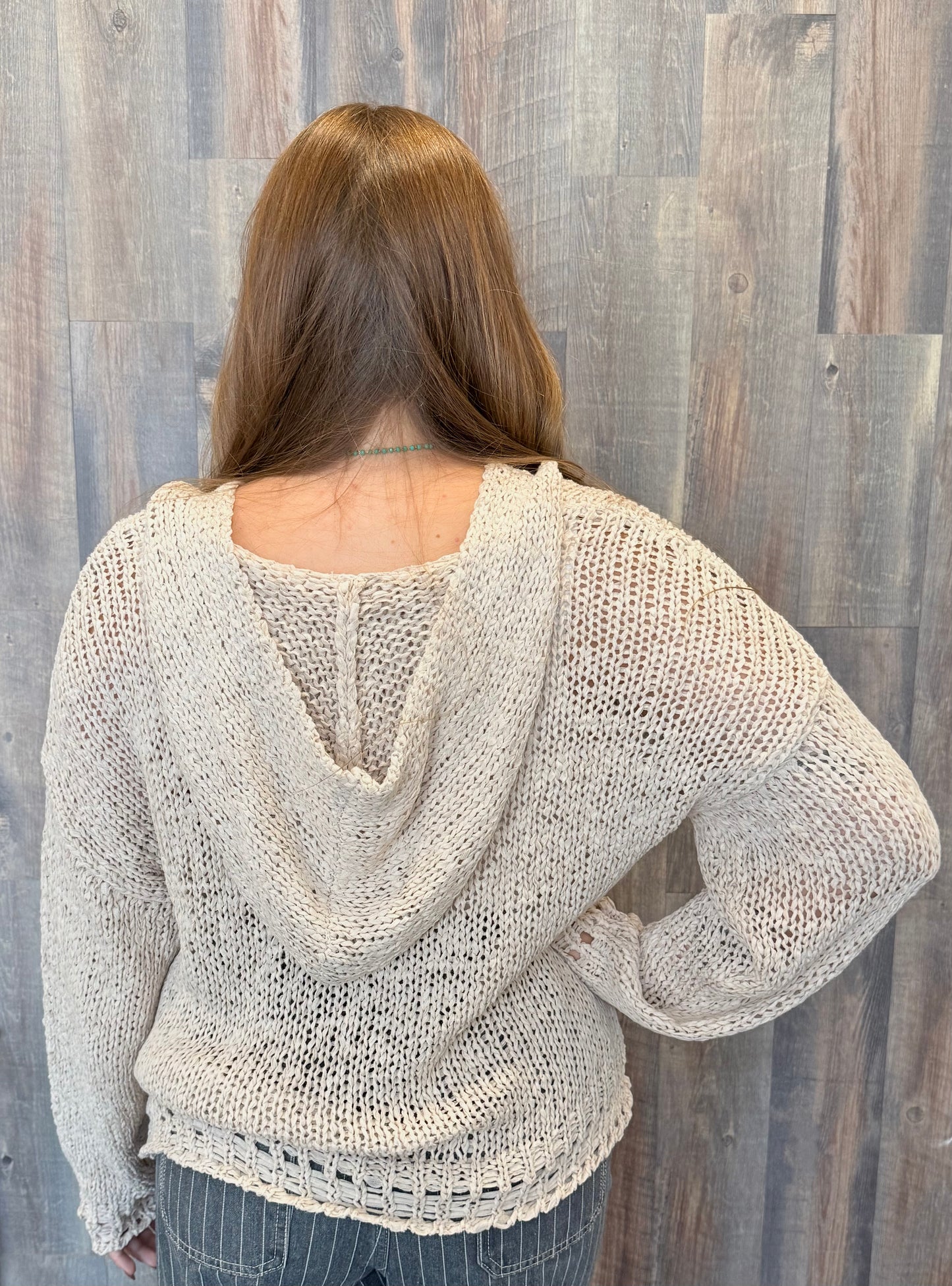 Oversized Knit Sweater Hoodie Top