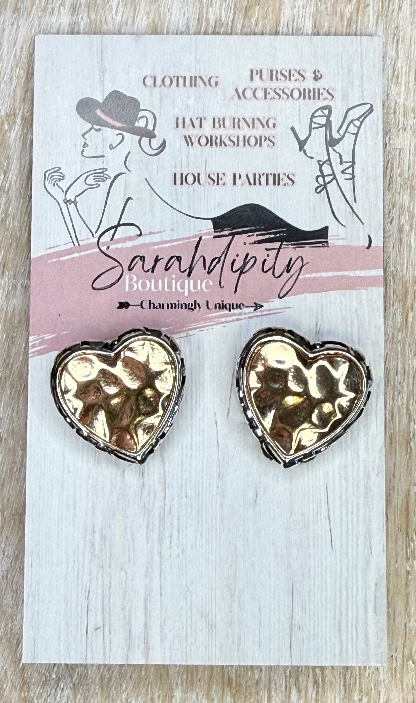 Gold and Silver Toned Heart Clip on Earring
