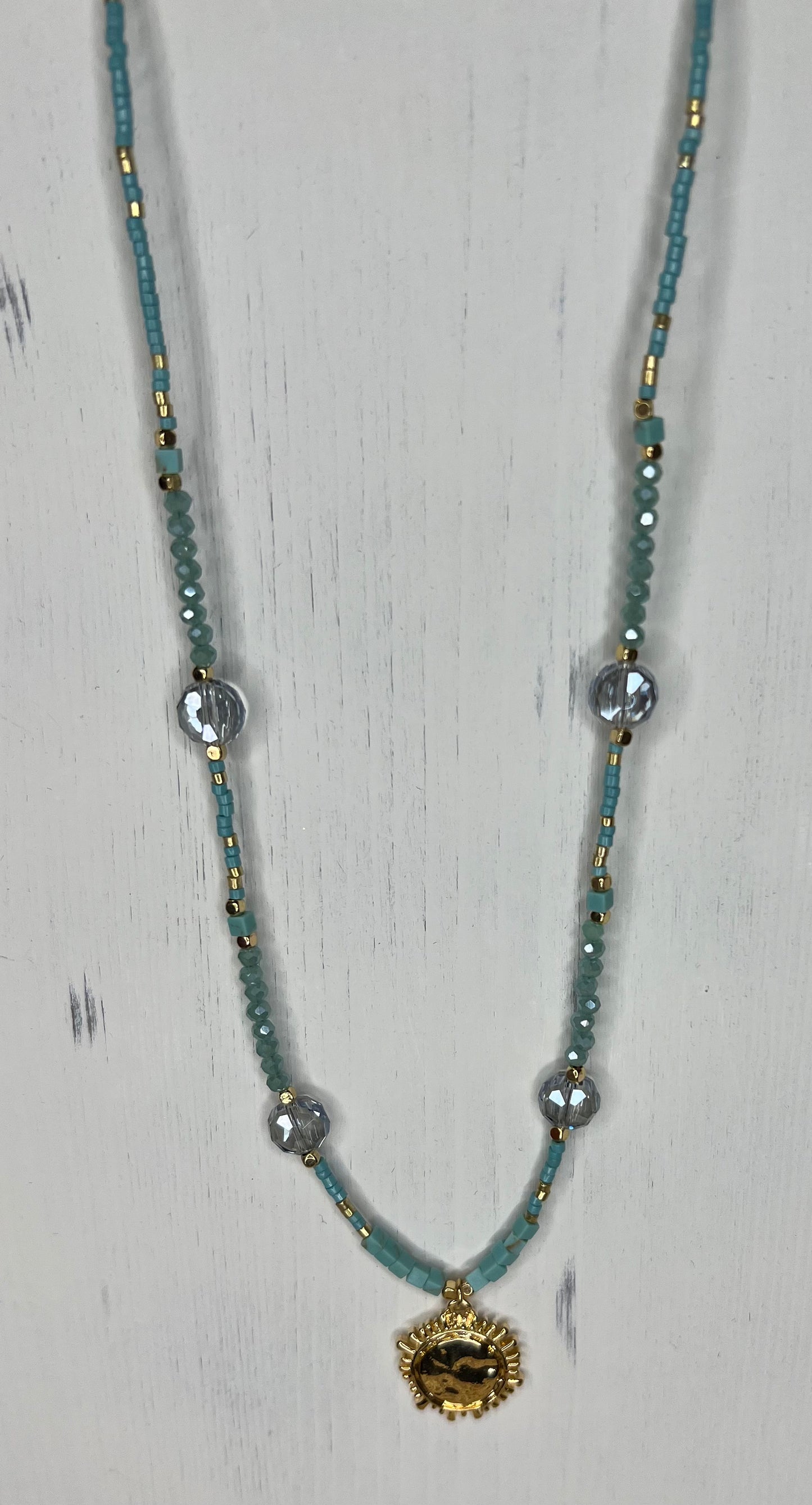 Turquoise Gold Sun Necklace
