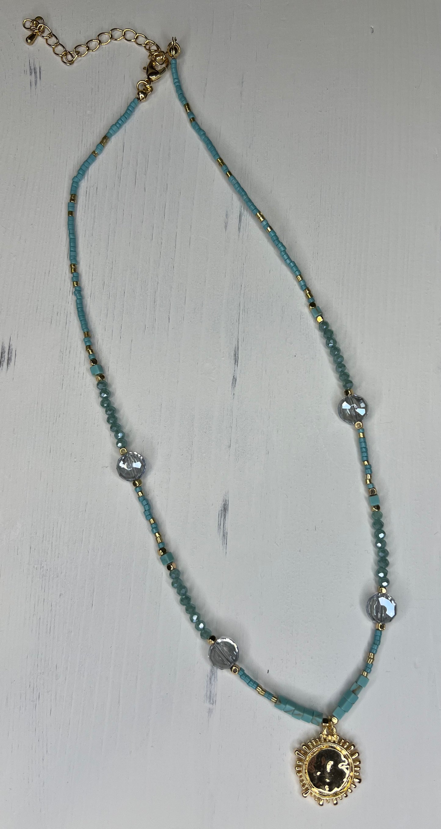 Turquoise Gold Sun Necklace