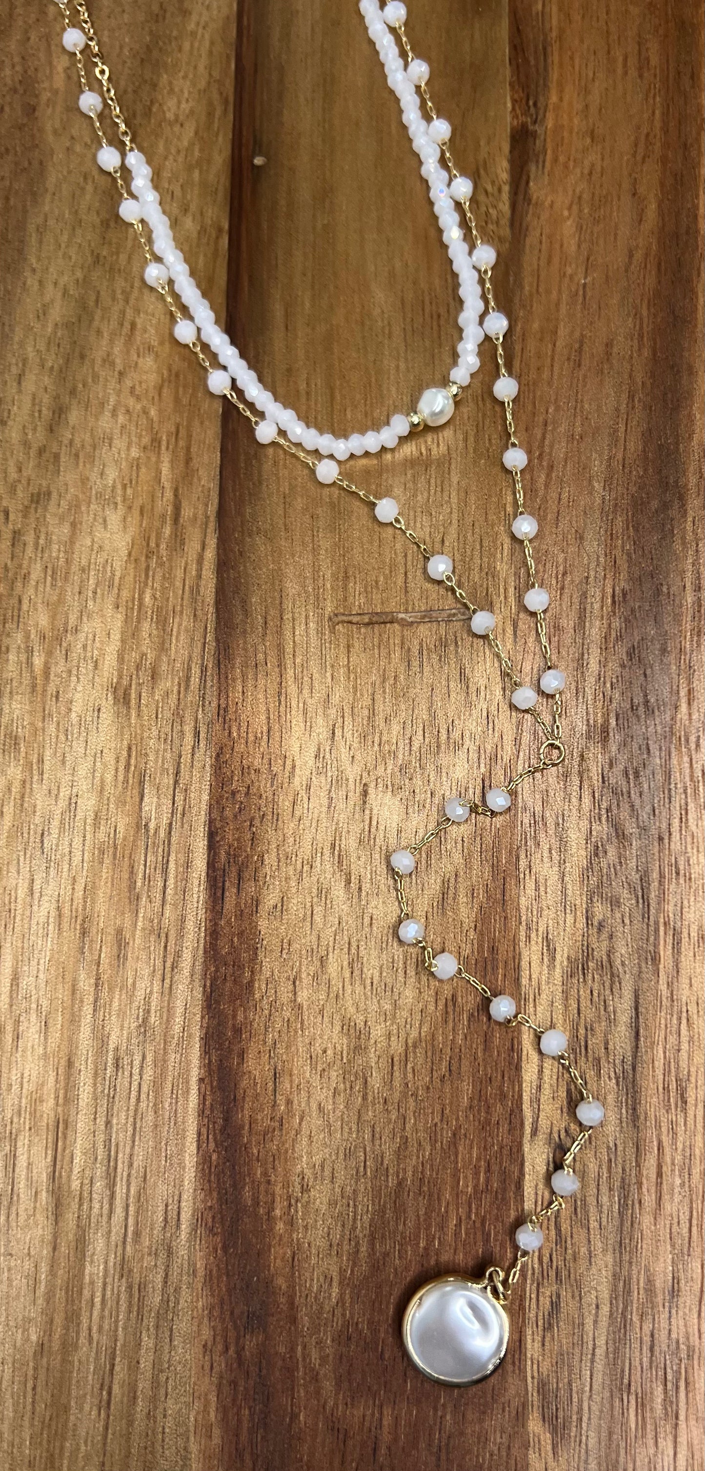 Two Tiered Gold Necklace w/ Shell Charm