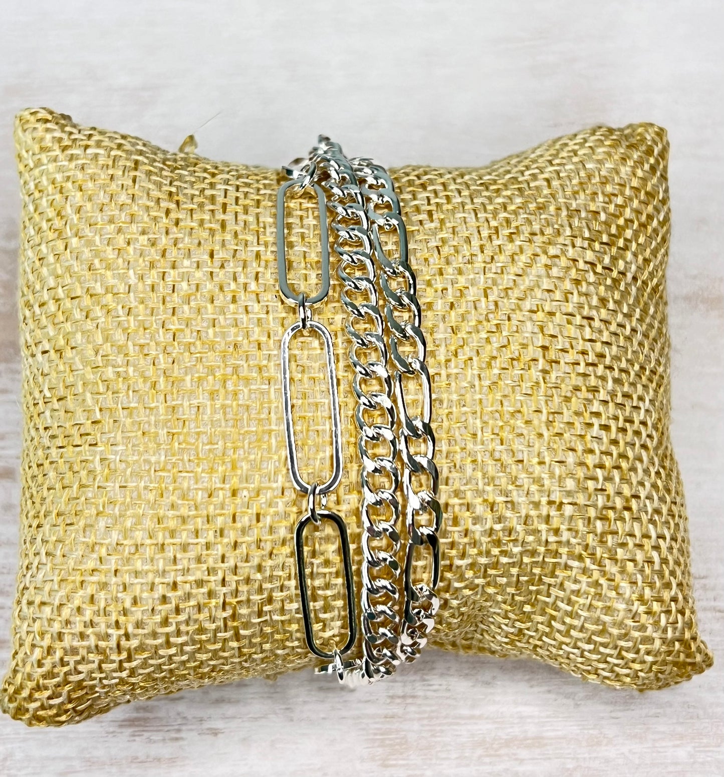 Silver Three Strand Adjustable Bracelet