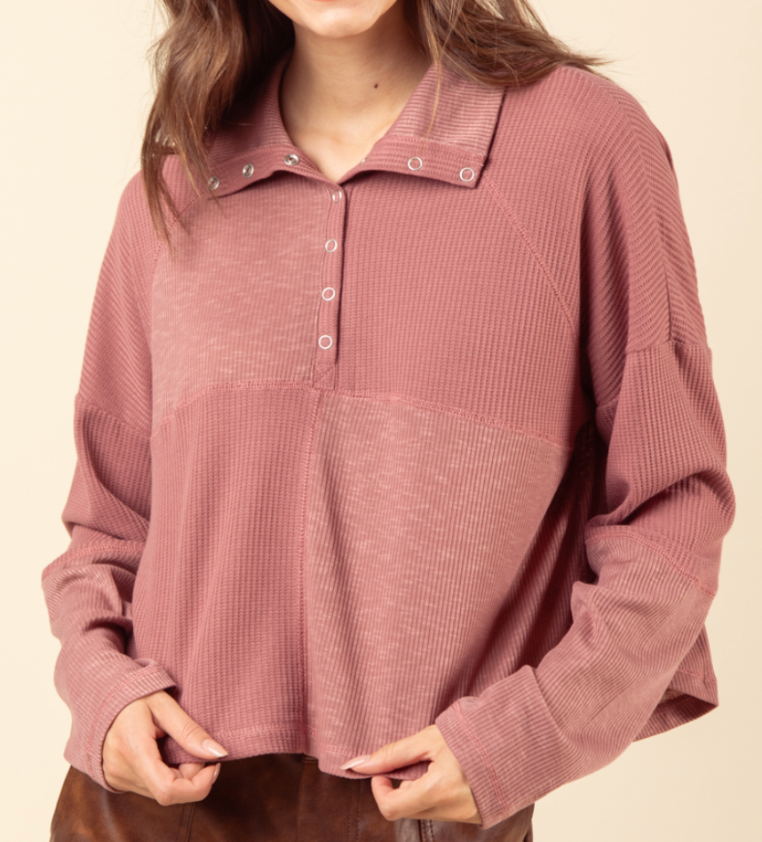Mock Neck Oversized Soft Knit Top