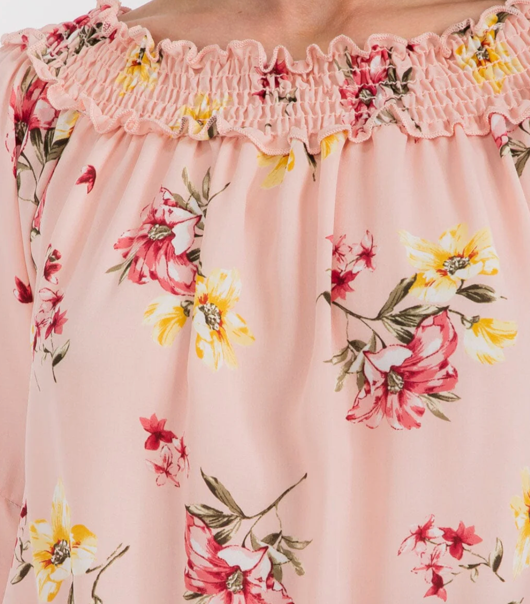 3/4 BELL SLEEVE TUNIC FLORAL BLOUSE