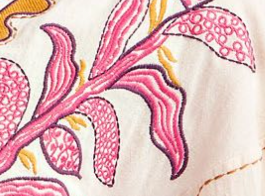 Embroidered Poly Linen Woven Dress -V Neck