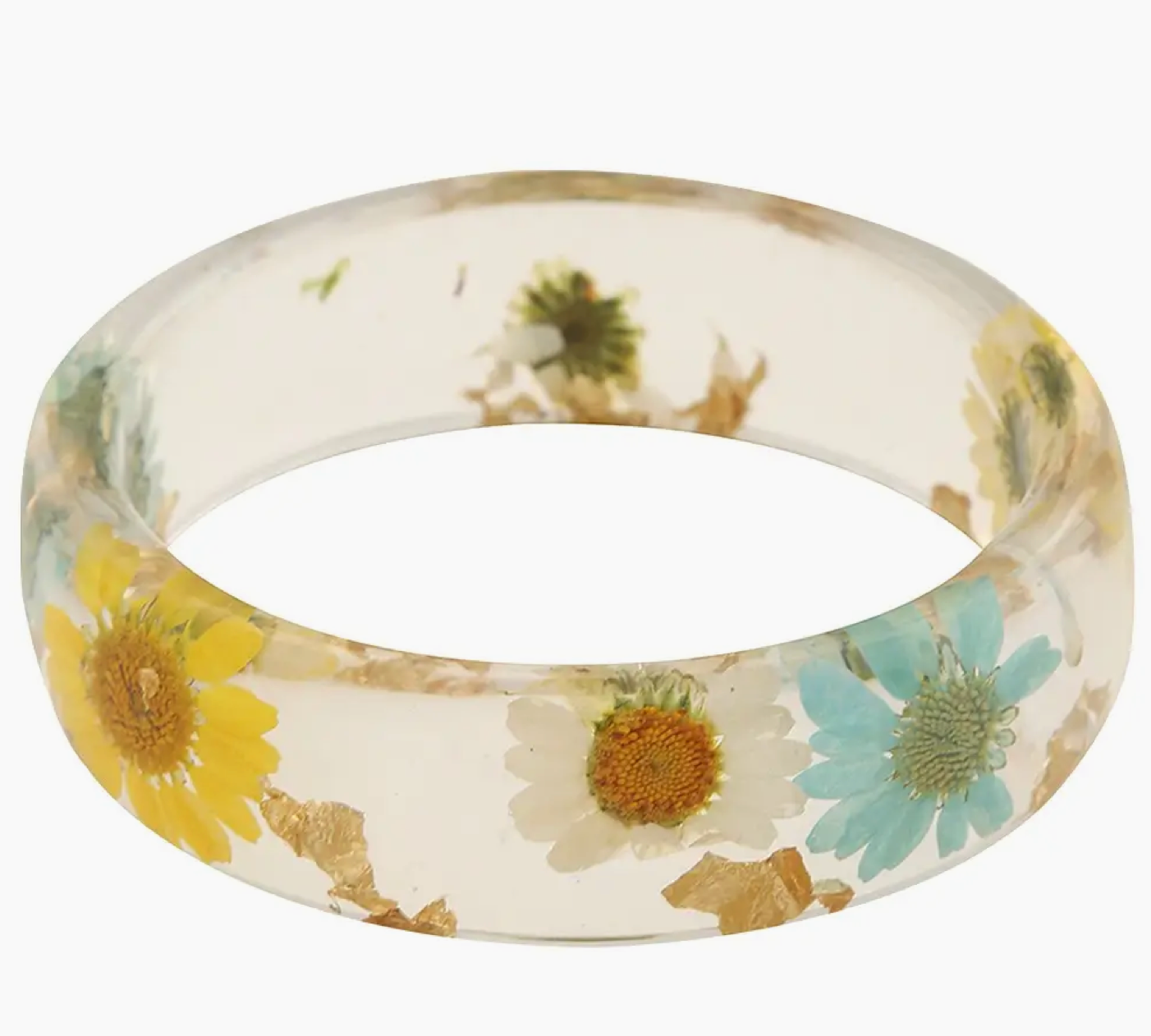 Blue & Yellow Floral Resin Bangle