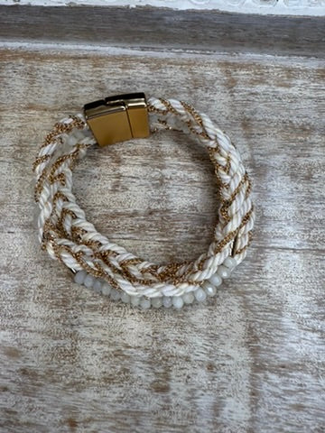 Beige w/Gold Chain Magnetic Bracelet
