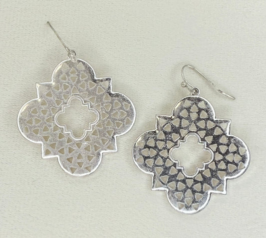 Silver Mandala drop Earrings