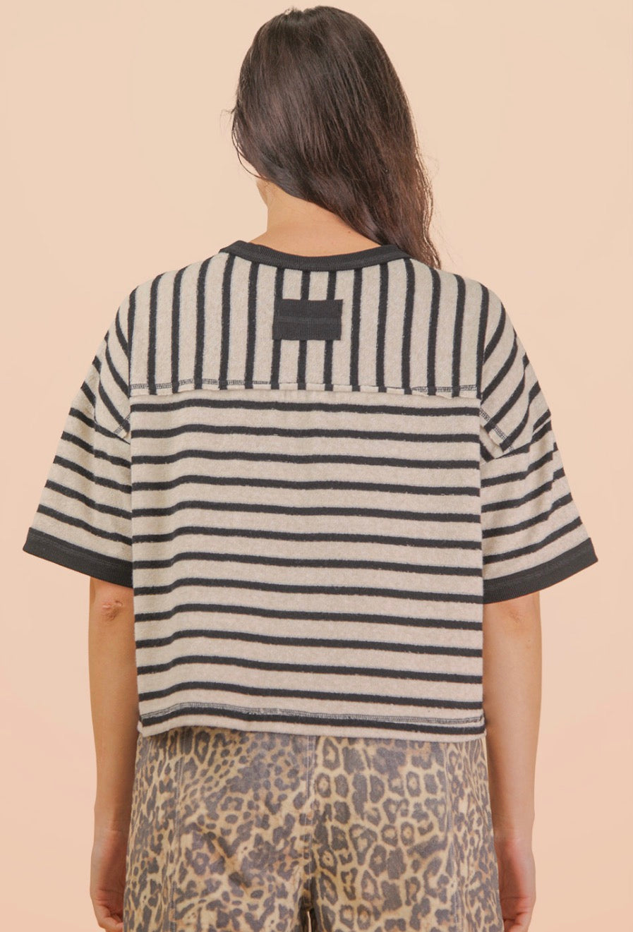 Stripped Cropped Terry Cloth Top