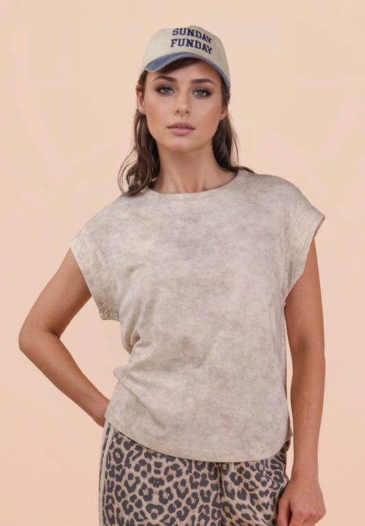 Cream Washed Knit Casual Comfy Top