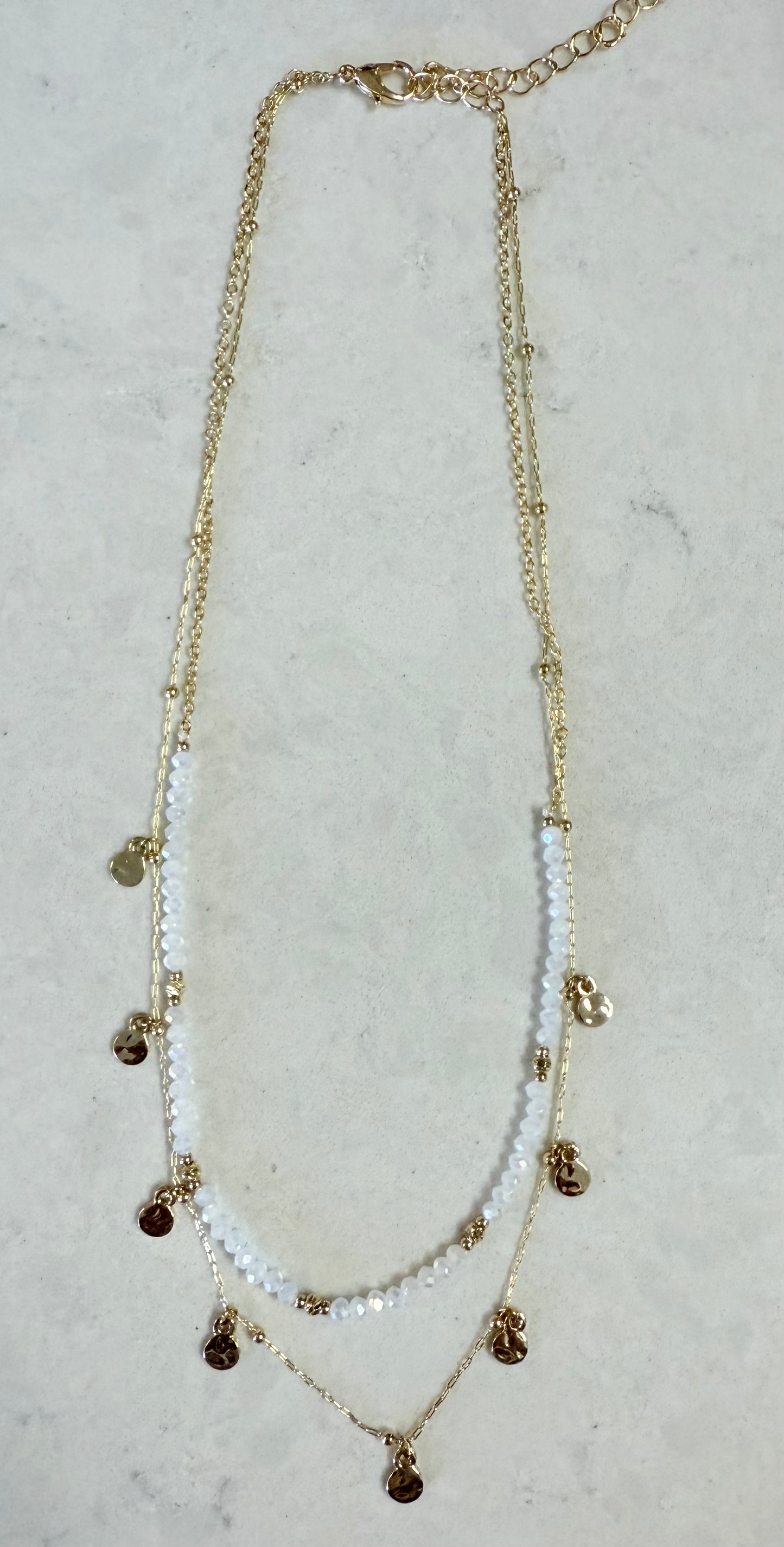 Gold Toned Layered Disk Necklace