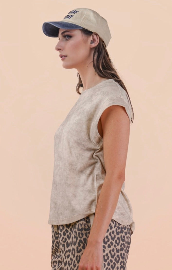 Cream Washed Knit Casual Comfy Top