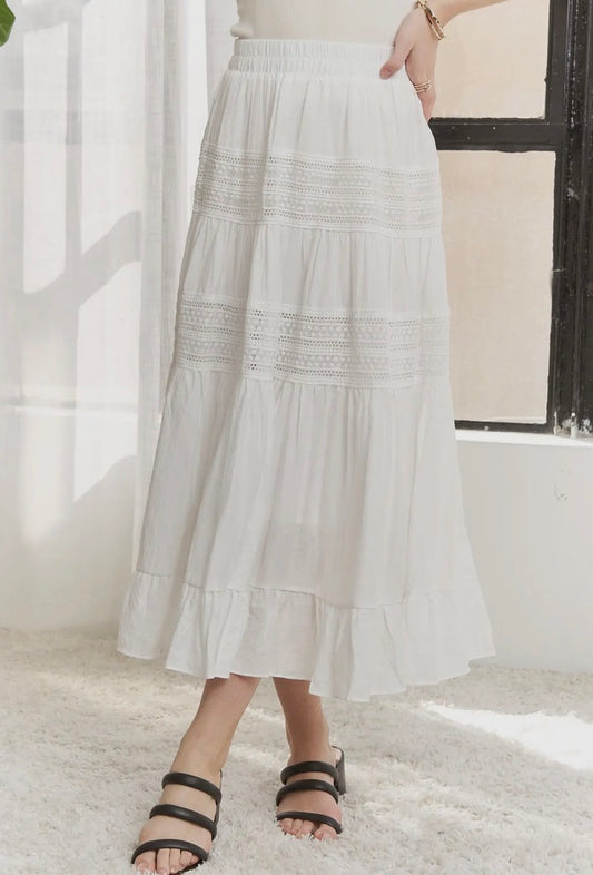 Crochet Print Midi Skirt