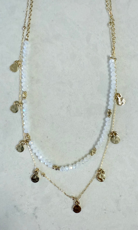 Gold Toned Layered Disk Necklace