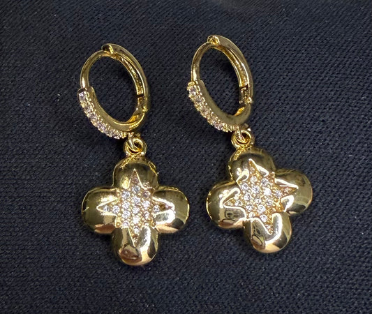 14K Gold Dipped Flower Hoop Earring
