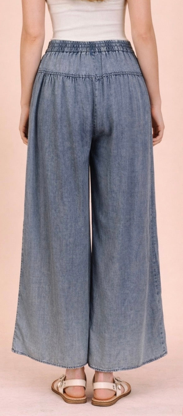 Mineral Washed Chambray Wide Pants