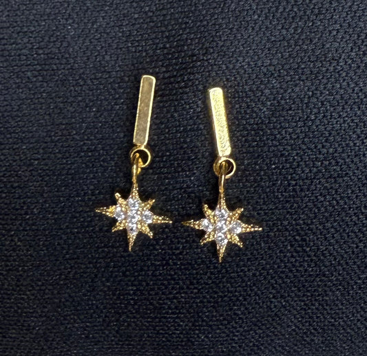 Cubic Zirconia Gold Star Stud Earring