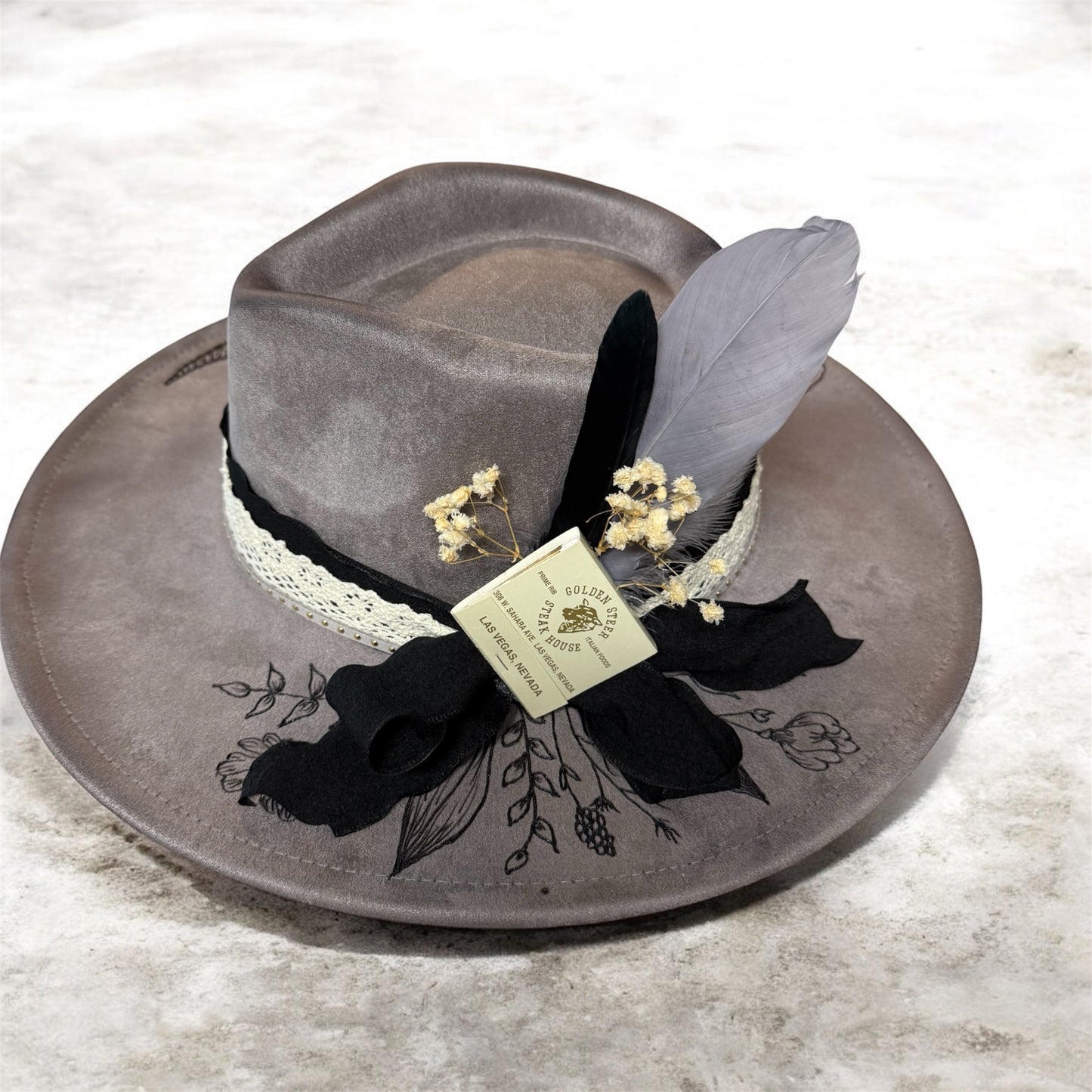 Bull Skull Blue Fedora Hat