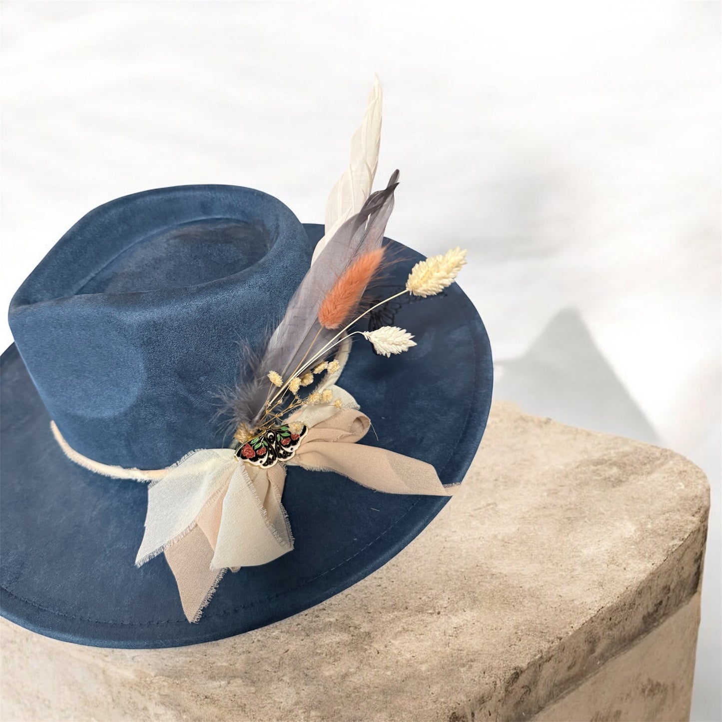 Flower and Hummingbird Fedora Hat