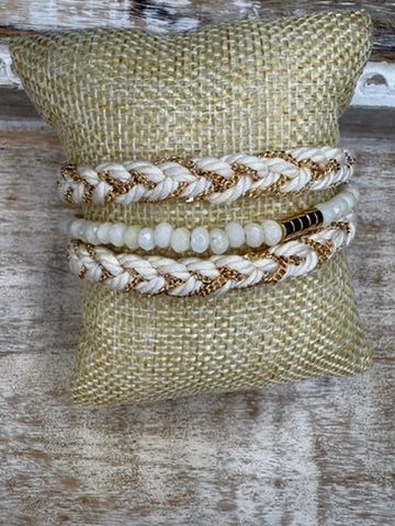 Beige w/Gold Chain Magnetic Bracelet