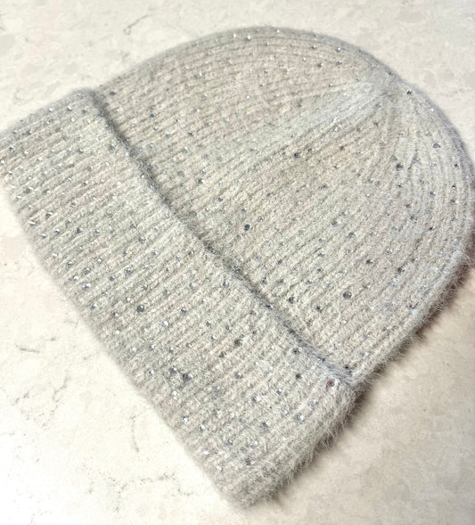 Grey Rhinstone Beanie