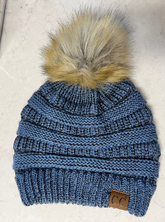 Blue Metallic Beanie