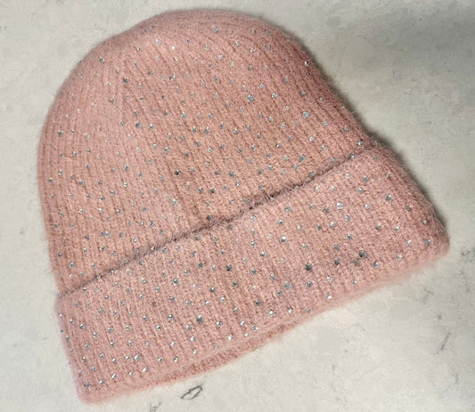 Pink Rhinestone Beanie