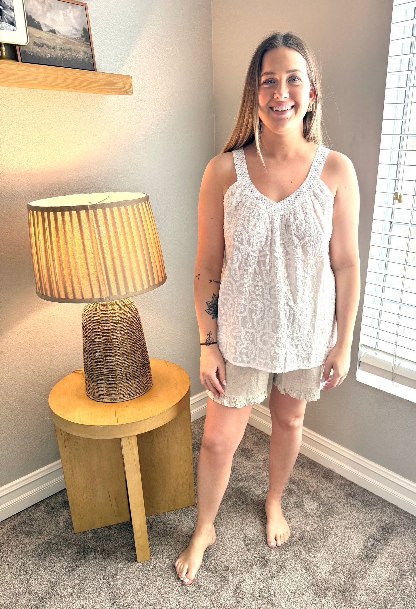 Cotton Embroidered tank Top