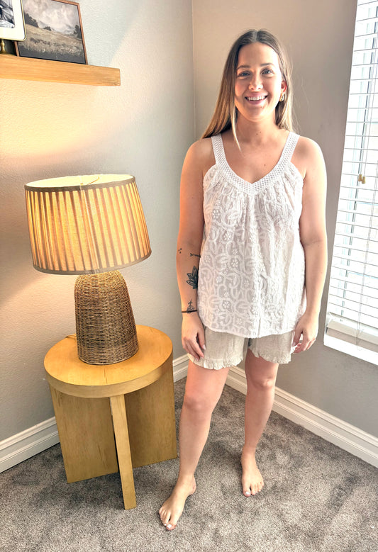 Cotton Embroidered tank Top