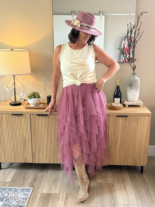 Mauve Mesh Ballerine Maxi Skirt