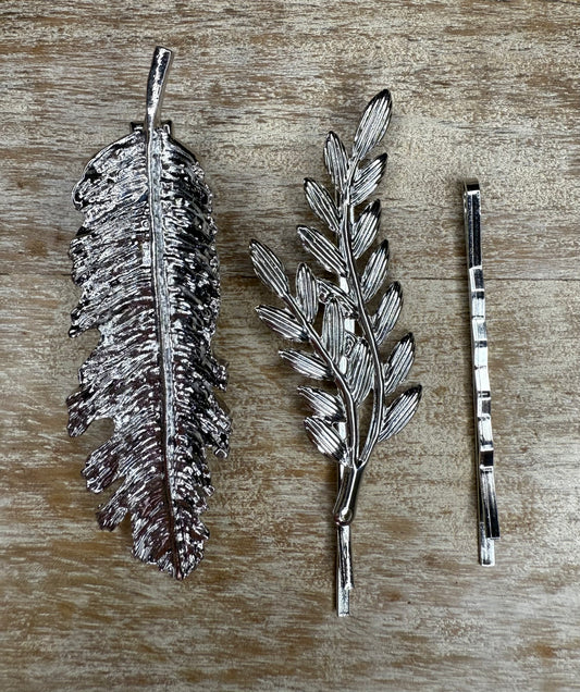 Silver & Gold Leaf Hair Clips