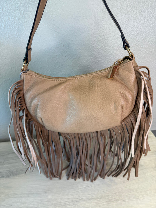 Tan Fringed Hand Bag