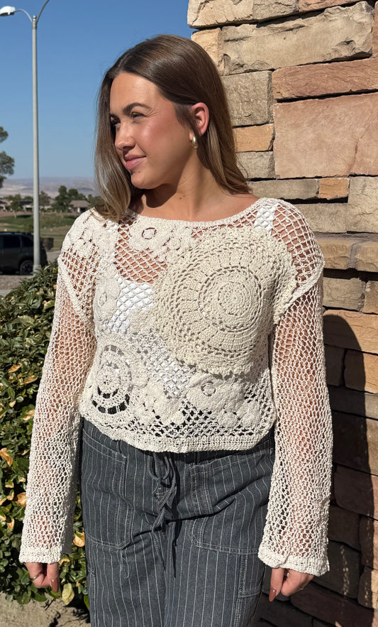 Boho Crochet Knit Pull Over
