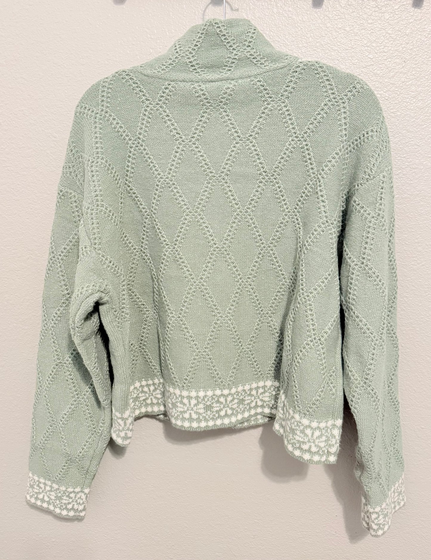 Graphic Knit Sweater Zip Up Cardigan