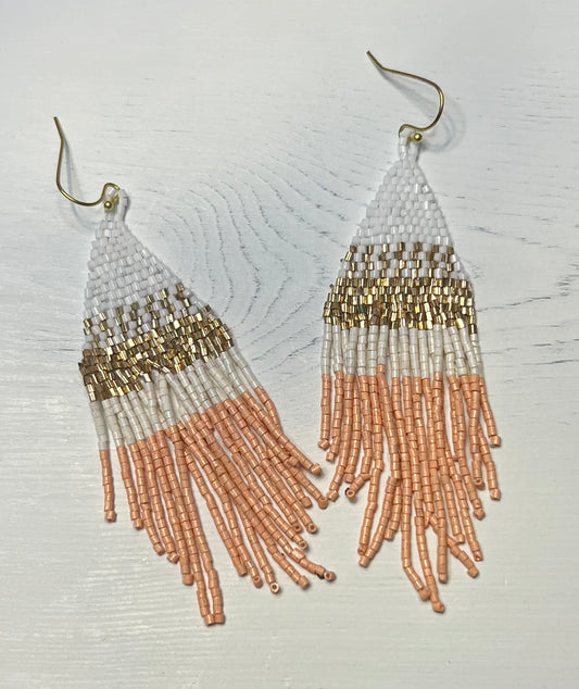 Peach Beaded Earrings