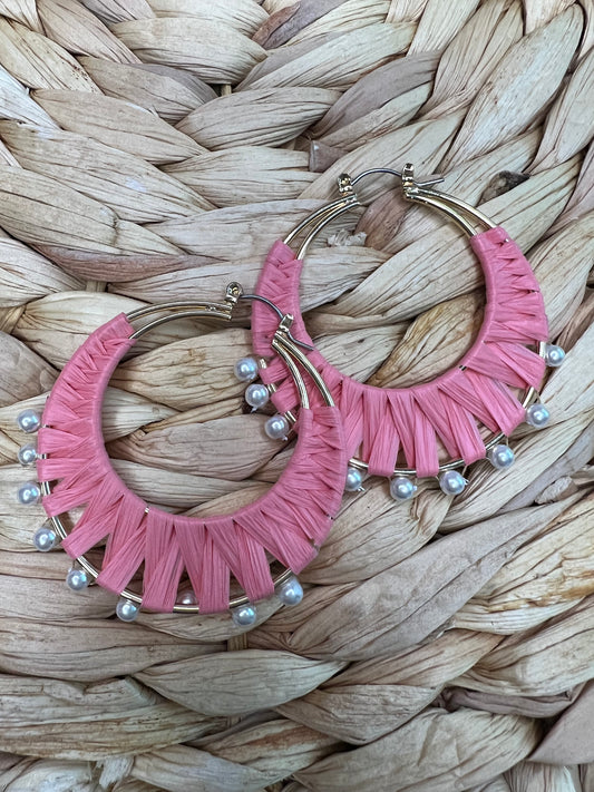 Rattan Peach Hoop Earrings